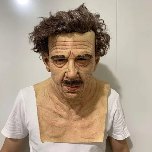 Vista 6 de Dan&Dre Disfraz de anciano de látex para Halloween, disfraz para mascarada, realista, talla única