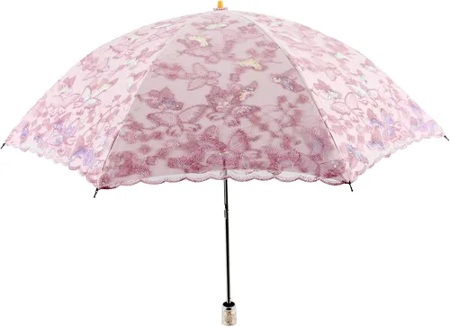 Vista 96 de Honeystore Sombrilla bordada con flor 3D plegable UV con encaje clásico
