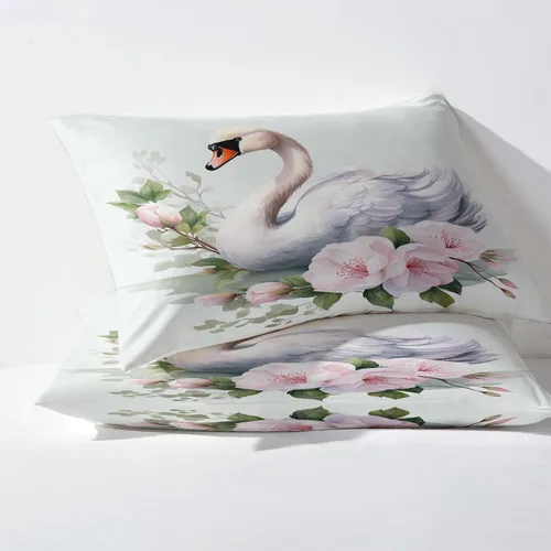 Vista 3 de Swan Sheets Z2-&-189 - Juego de sábanas y fundas de almohada de 3 piezas, sábana bajera ajustable de microfibra suave con bolsillo profundo, sábana