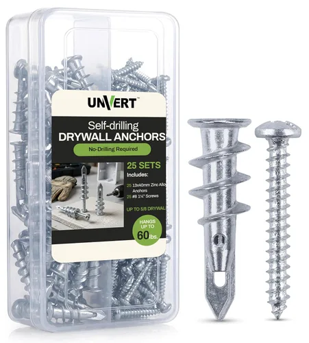 Vista 8 de #8 Kit de anclajes y tornillos para paneles de yeso, anclajes de pared de zinc para paneles de yeso resistentes, con tornillos de anclaje