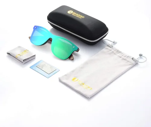 Vista 5 de Lentes de sol de bambú hechos a mano con cristales polarizados para hombres y mujeres