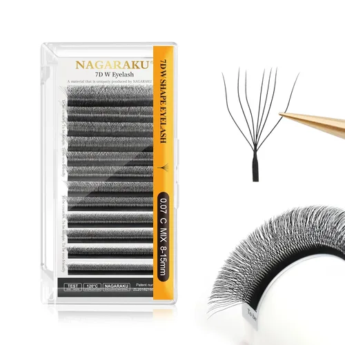 Vista 58 de NAGARAKU Extensiones de pestañas prefabricadas en abanico 3D W 0.05 C 0.315 0.05-C 3D W