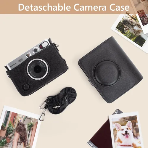 Vista 2 de MUZIRI KINOKOO Funda Mini EVO, Cuero PU con Textura de Lichi, Funda Protectora para Cámara Instantánea Instax Mini EVO con Orificio de Carga Preciso