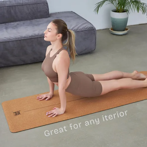 Vista 6 de LunaYena - Tapete de yoga de corcho, respetuoso con el medio ambiente, corcho natural antideslizante y base de goma no tóxica para mujeres