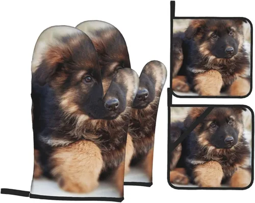 Vista 13 de Cavalier King Charles Spaniel - Juego de 4 manoplas para horno y ollas para perros, resistentes al calor, con capa interior de algodón