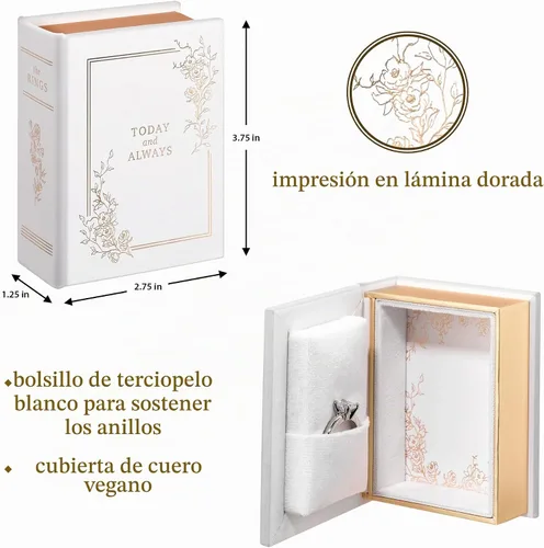 Vista 2 de Lillian Rose Caja de libro para anillos de boda
