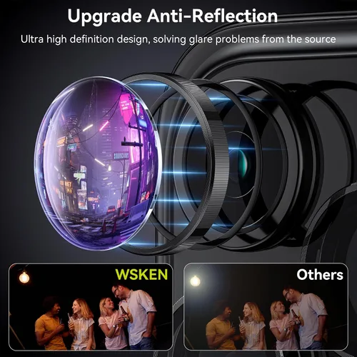 Vista 2 de WSKEN Protector de lente de cámara para iPhone 15 Pro/iPhone 15 Pro Max, [Mantén el disparo original] Protector de pantalla de cámara de vidrio