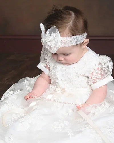 Vista 4 de Christening Gown Baby Girl Lace Toddler Dress for Age 3-24 Months