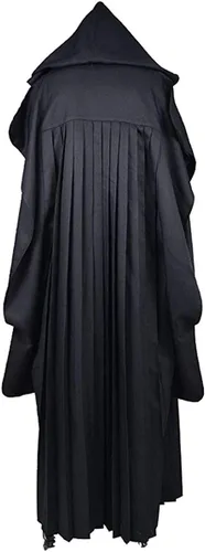 Vista 2 de CosDaddy Disfraz de cosplay para hombre, túnica de uniforme para cosplay, versión de lino, Negro