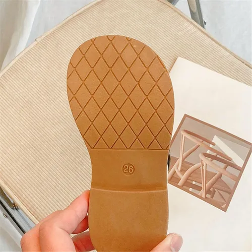 Vista 3 de Sandalias para niñas con diseño de lazo de cuero, punta redonda suave, zapatos planos para vestido de princesa