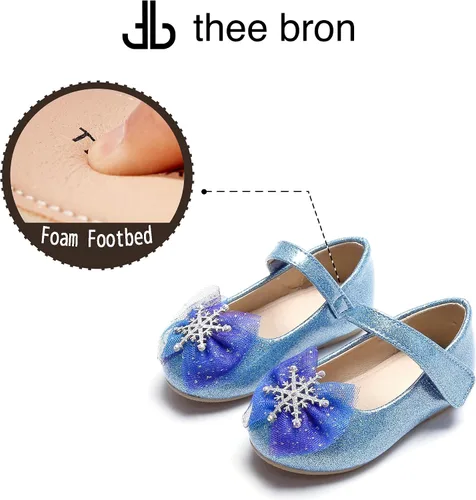 Vista 4 de THEE BRON Zapatos de vestir para niñas pequeñas, zapatos planos de ballet Mary Jane, zapatos de fiesta de princesa