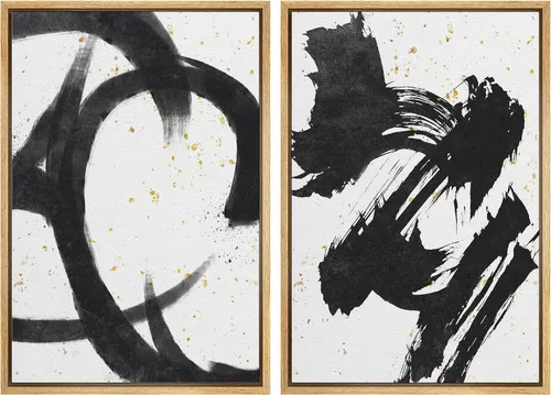 Vista 60 de SIGNWIN Lienzo enmarcado para pared, ilustraciones abstractas texturizadas en tonos beige terrosos, arte moderno, decorativo, contemporáneo