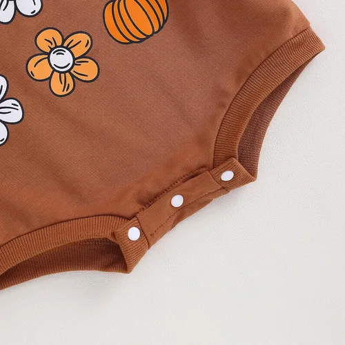 Vista 72 de Ropa de Halloween para bebé niña, sudadera con estampado de calabaza, mameluco de burbujas, lindo traje de Acción de Gracias de otoño