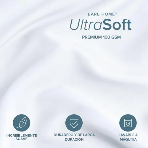 Vista 2 de Bare Home Juego de funda de edredón 1800 ultra suave (individual/individual 01 - Blanco (sin edredón)