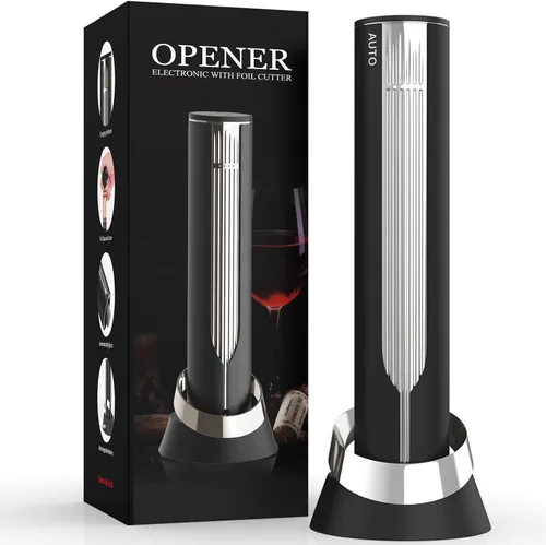 Vista 10 de Newise Abridor de Vino Eléctrico Recargable con Base de Carga y Cortador de Papel de Aluminio, Sacacorchos Automático para 60 Botellas, Regalo