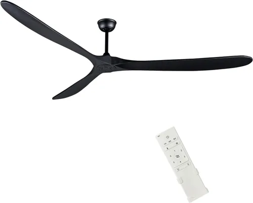 Vista 11 de Ventilador de techo de madera para interiores y exteriores de 52 pulgadas, ventilador de techo CC de 3 aspas con control remoto, 2 varillas Cuerpo