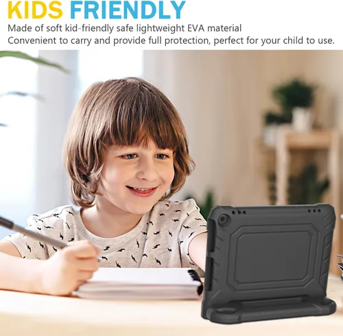 Vista 5 de DJ&RPPQ Funda resistente a prueba de golpes para niños, resistente (incompatible con Sony Nokia de 8 pulgadas) con soporte para niños, color negro