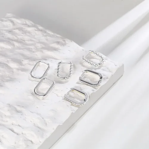 Vista 6 de BMMYE Aretes de aro de plata de ley para mujer, aretes cuadrados para cartílago, pequeños y gruesos, para múltiples piercings