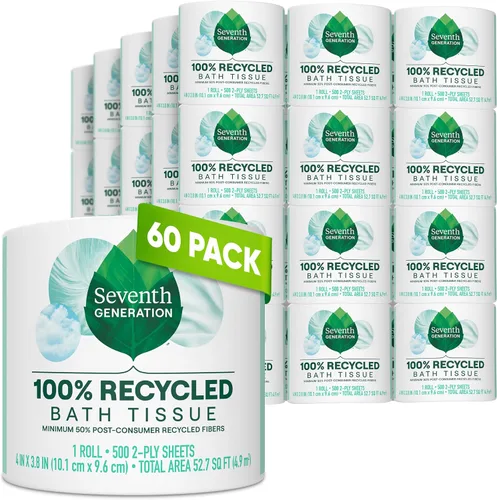 Vista 11 de Seventh Generation Papel higiénico, 100494_4pk, 1, 4 240 Sheets Per Roll, Extra Soft & Strong for Home & RV, Whitened without Chlorine Bleach, No