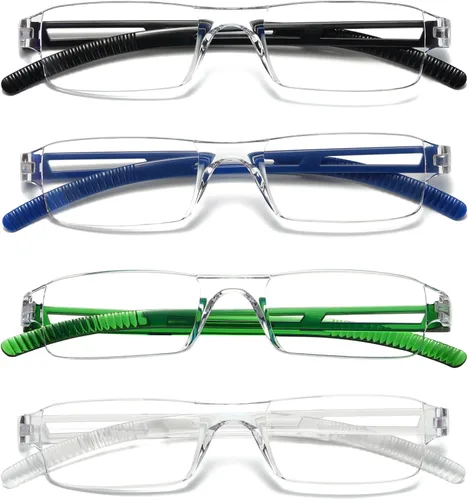 Vista 11 de Viseng Gafas de lectura y gafas de sol 3 en 1 con luz azul, lectores ultraligeros sin montura para hombres y mujeres, visión HD para interiores