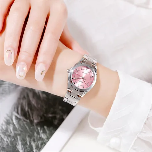 Vista 4 de Reloj de cuarzo para mujer, de acero inoxidable, impermeable, reloj clásico y elegante para mujer, reloj de regalo original