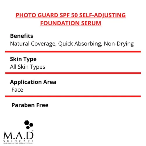 Vista 2 de M.A.D SKINCARE PROTECCIÓN SOLAR: Photo Guard SPF 50 Suero de base autoajustable: Medio - 1.06 oz