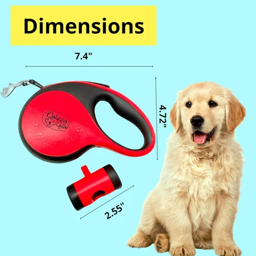 Vista 6 de Correa retráctil larga para perro con dispensador de bolsas de excrementos, correa extensible de 16 pies sin enredos para perros pequeños