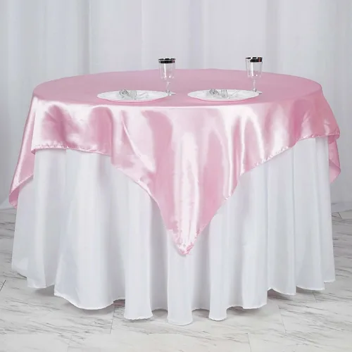 Vista 58 de Efavormart Paquete de 5 Sobremanteles Cuadrados de Satén de 60" para Decoraciones de Mesa de Bodas, Catering y Fiestas, Cubierta de Mantel Negro