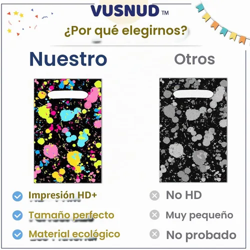 Vista 3 de Vusnud - Bolsas de neón para fiestas, paquete de 50, bolsas de plástico de 10 x 6 pulgadas