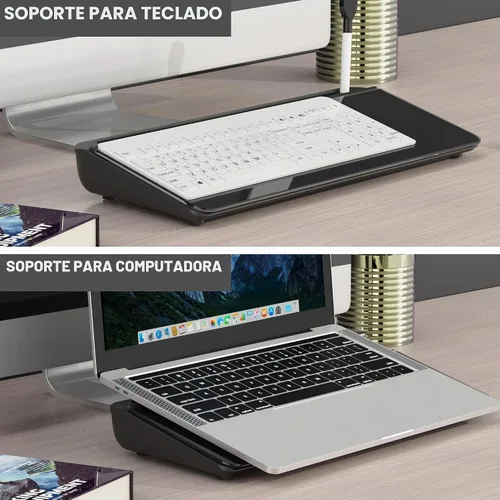Vista 6 de SELEAD Pizarra blanca de cristal de escritorio con almacenamiento negro (Black Basic)