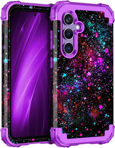 Vista 82 de Miqala Funda para Galaxy S21 FE 5G, brilla en la oscuridad, tres capas, resistente, protección a prueba de golpes, parachoques de plástico