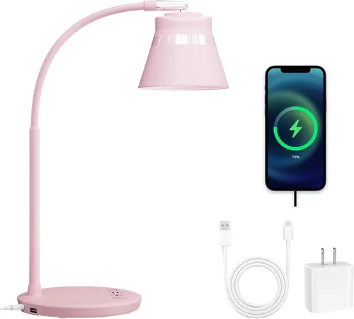 Vista 10 de AXX TU08 - Lámpara de escritorio LED pequeña con puerto de carga USB, 650 lúmenes, 3 modos de color, atenuación de 5 toques, temporizador de 30/60