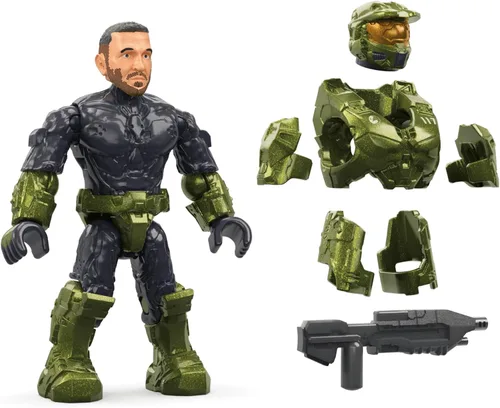 Vista 4 de MEGA Halo the Series - Juego de juguetes de construcción de vehículos, FLEETCOM Warthog ATV con 469 piezas, 5 micro figuras de acción, articulación