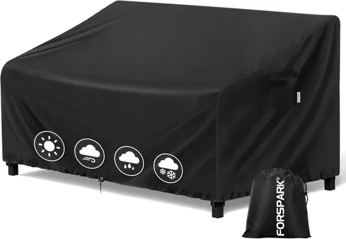 Vista 12 de FORSPARK Funda para sofá de patio, impermeable, resistente a los rayos UV, protector para sofá biplaza de 2 asientos, tela Oxford resistente a