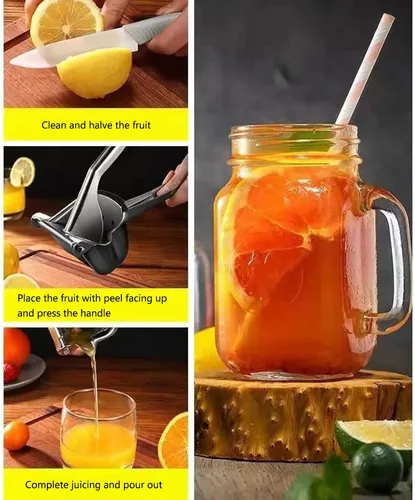Vista 3 de Exprimidor de limón de acero inoxidable, exprimidor de mano desmontable, exprimidor de naranja, manual de prensa de jugo para naranja limón lima