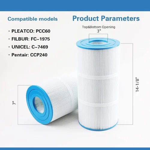 Vista 2 de El cartucho de filtro de piscina PCC60 reemplaza a Pentair CCP240, compatible con Unicel C-7469, Pleatco PCC60, Filbur FC-1975, 178569, R173572, 4 x