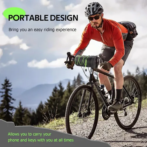 Vista 9 de Bolsa pequeña para manillar de bicicleta, bolsa de almacenamiento para manillar de bicicleta, práctica bolsa delantera para bicicleta con correa