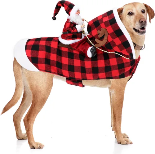 Vista 20 de BWOGUE Disfraz de Navidad de Papá Noel para perro, disfraz de cosplay para perros pequeños, medianos y grandes, gatos Chef Santa Claus