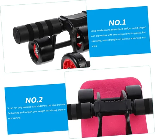 Vista 5 de Rueda de rodillo abdominal para entrenamiento de núcleo con asas antideslizantes de ranura, práctica máquina de fitness para hombres y mujeres