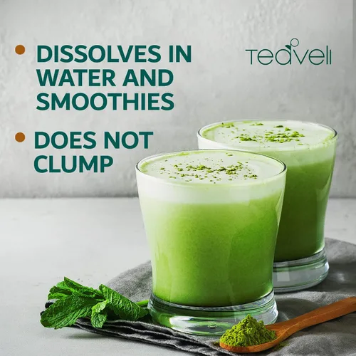 Vista 5 de Teaveli Paquete de cápsulas de Spirulina Chlorella y jugo de hierba de cebada en polvo