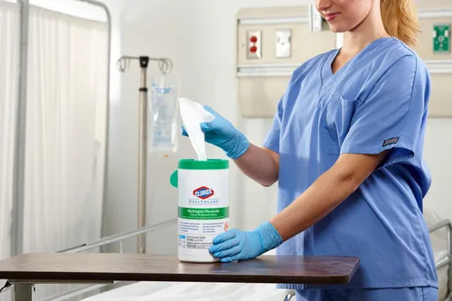 Vista 8 de Toallitas limpiadoras orgánicas con peróxido de hidrógeno Clorox Saalfeld tamaño L: 6.75 x 9 pulgadas (paquete de 570 unidades, 30824SPG 30824), 1