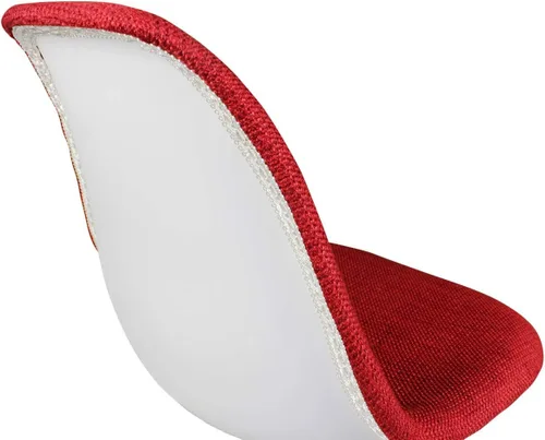 Vista 7 de Mid-Century - Silla de comedor lateral tapizada de tela tejida moderna con patas Eiffel de madera de nogal oscuro, juego de 2 (rojo)