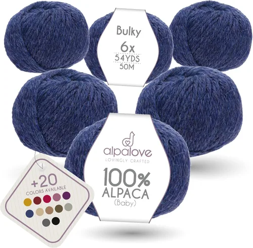 Vista 10 de Set de Lana Abultada (6 x 50 g) Súper Suave de Alpaca Bebé para Tejer Antracita 300 Metros