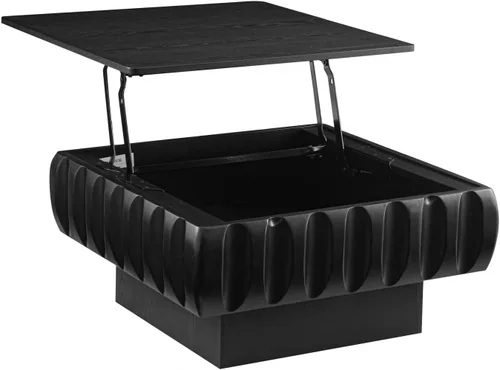 Vista 7 de Mesa de Centro con Tapa Elevable Mesas de Centro Cuadradas para Muebles de Sala de Estar Acanalada Pequeña con Gran Centro de Almacenamiento Oculto