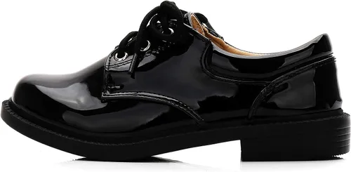 Vista 2 de Zapatos de esmoquin brillantes para niños, zapatos Oxford de vestir de charol para niños