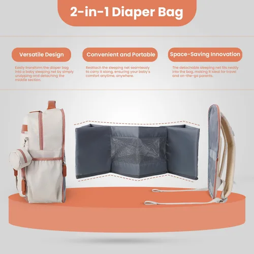 Vista 3 de Bolsa de pañales para bebé con cambiador, mochila impermeable para madres y papás, cambiador de pañales portátil, bolsas de pañales de gran