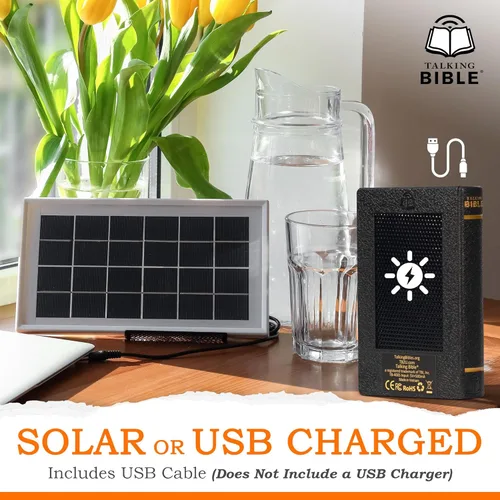 Vista 6 de Reproductor electrónico de audio de la Santa Biblia en inglés para personas mayores, niños y ciegos, alimentado por energía solar y recargable por