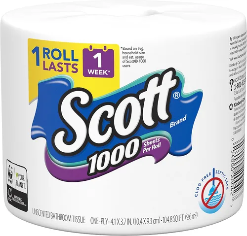 Vista 12 de Scott 1000 papel higiénico, 8 rollos, apto para tanque séptico, papel higiénico de 1 capa