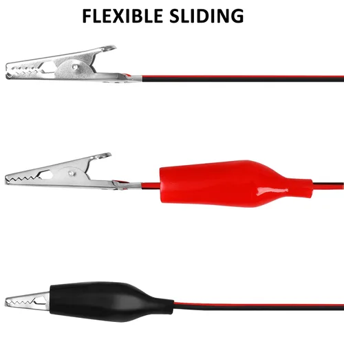 Vista 5 de 4 grupos de 1M de clips de cocodrilo eléctricos, cables de prueba aislados con clips de cocodrilo, cables de puente de doble extremo estampados