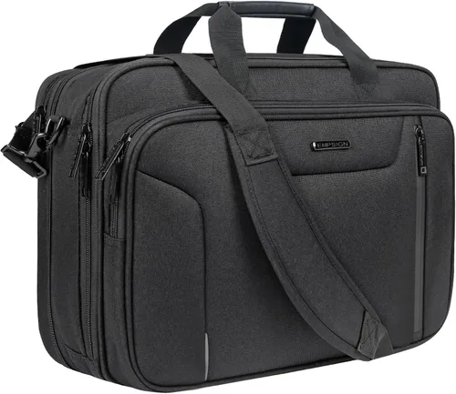 Vista 9 de EMPSIGN Maletín para computadora portátil para hombre, estuche para Negro/Negro